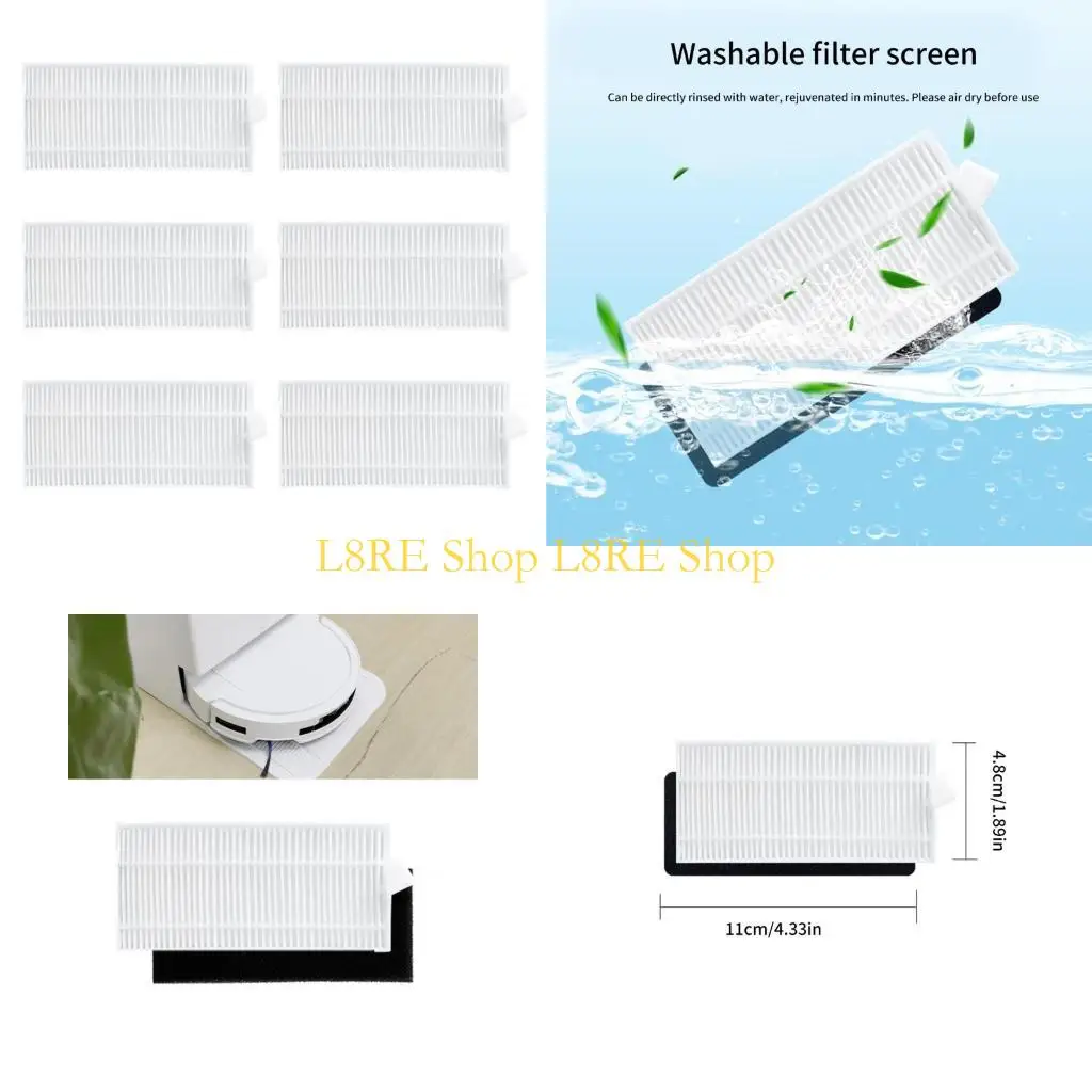 L8RE Pack of 6 Filters for 11S/15C/30C/12 C RoboVac Vacuum Cleaners Room Cleaning Robot Parts Home Appliance Accessories