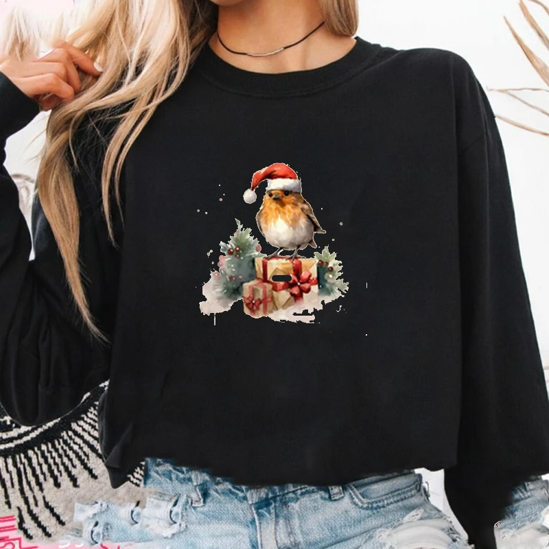 

С Рождеством Робин Bird Lover Праздничный осенне-зимний свитшот с круглым вырезом и длинными рукавами, сохраняющие тепло, одинаковые толстовки для взрослых