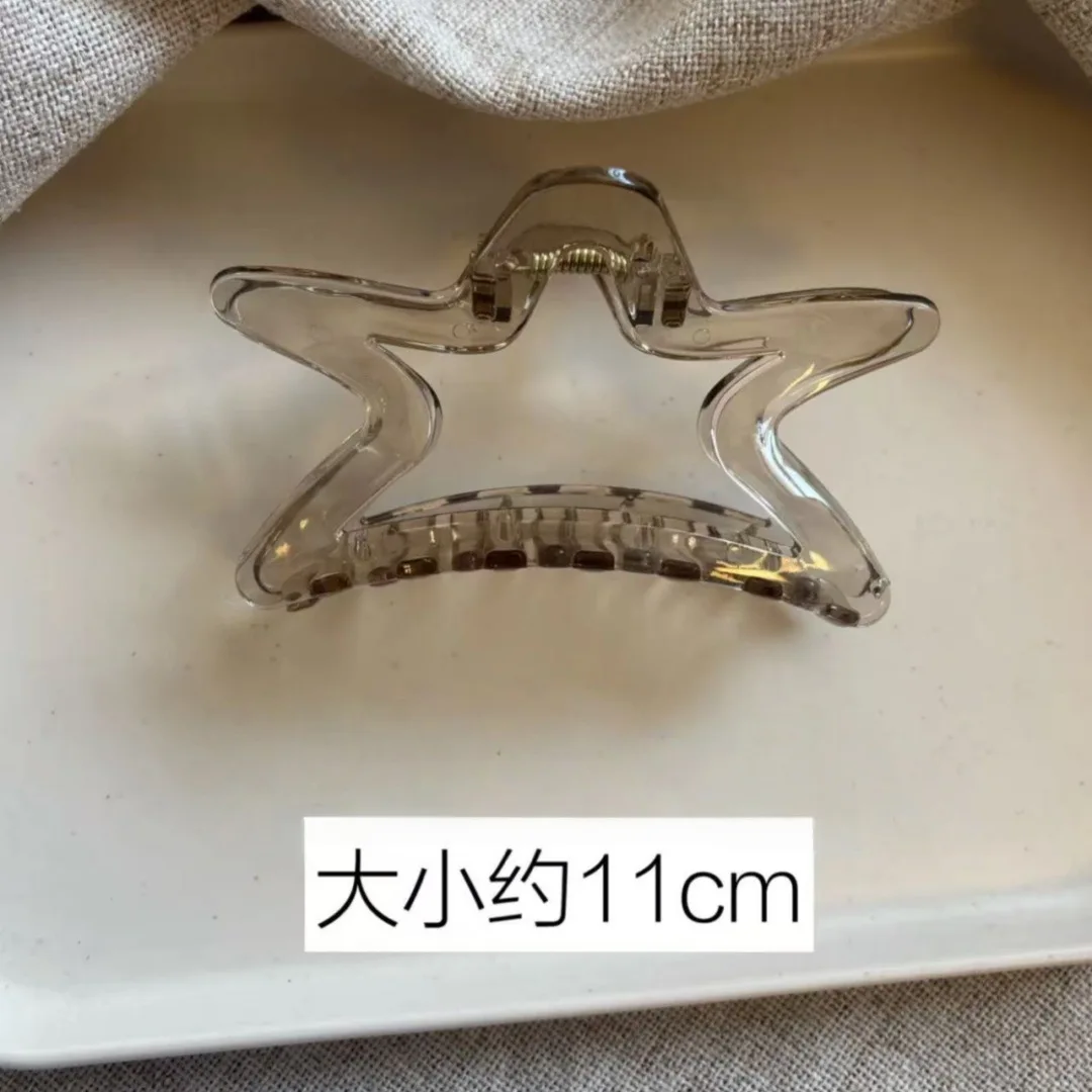 Korean Large pink Dragon Bone Gray Pentagram Shark Hair Clip Claw French Ponytail Clamp Back of Head Hair Claw Hair Accessories view 3