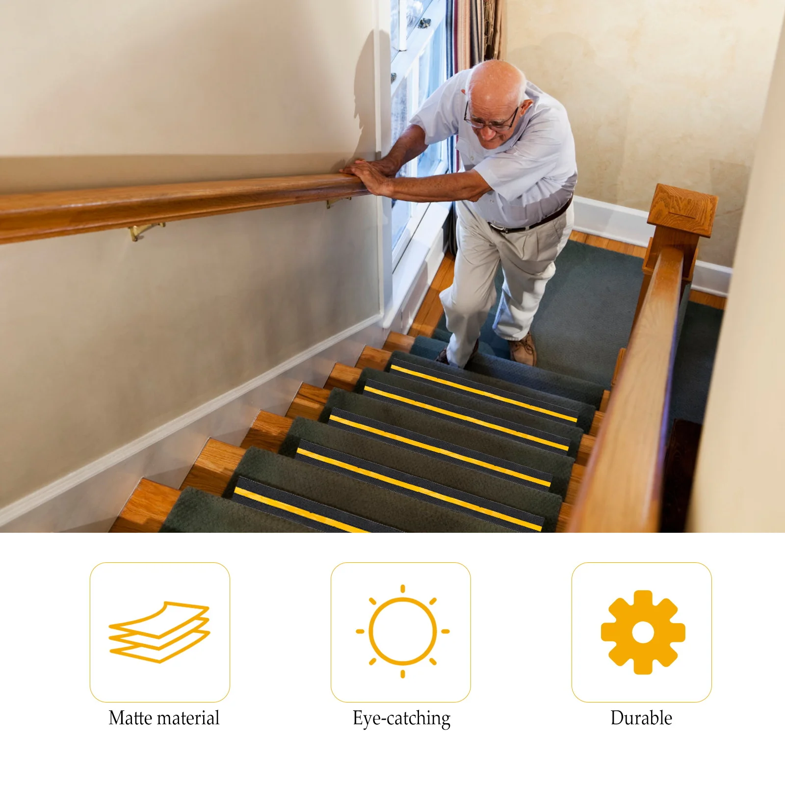 1 Roll Reflective Warning Tape Anti-Slip High Durability Safety Tape for Floor Stairs Warning and Caution Marking