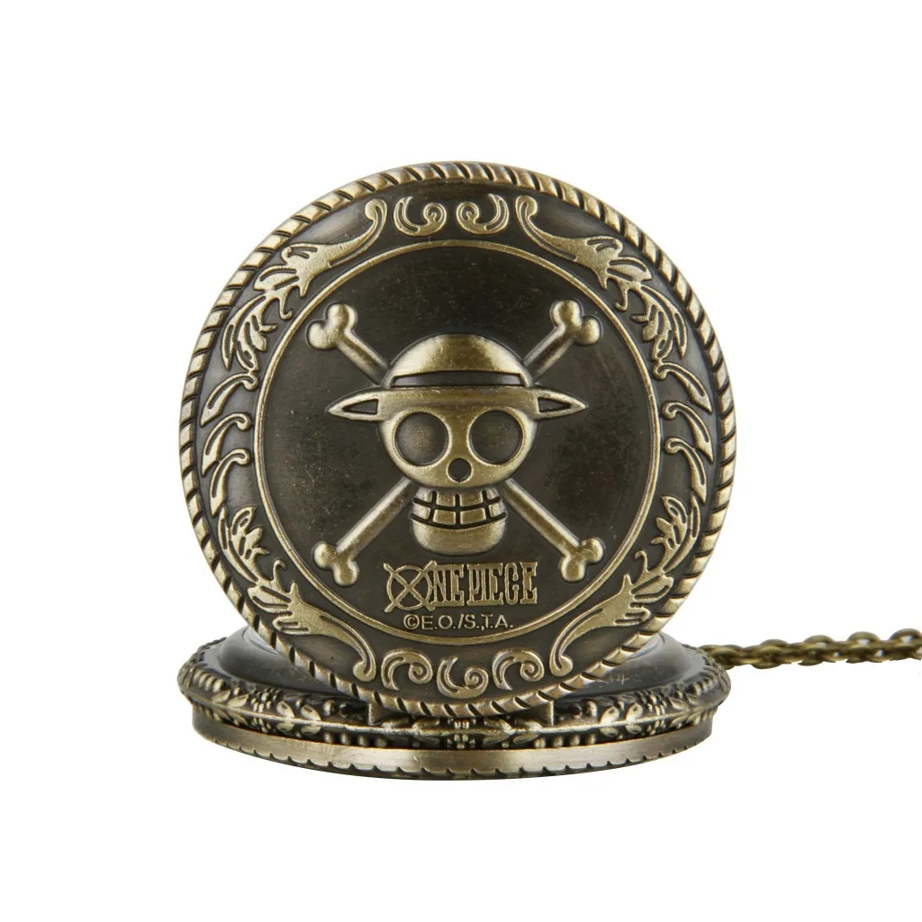 One Piece Cartoon Peripheral Pocket Watch Men Women Vintage Chain Pendant Hot Trendy Decoration Accessories Kids Birthday Gifts