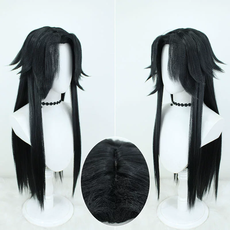 Captain Capitano Wig Game Genshin Impact Mask Men 80cm Long Hair Fatui Harbinger Captain Cosplay Mask Free Cap Halloween