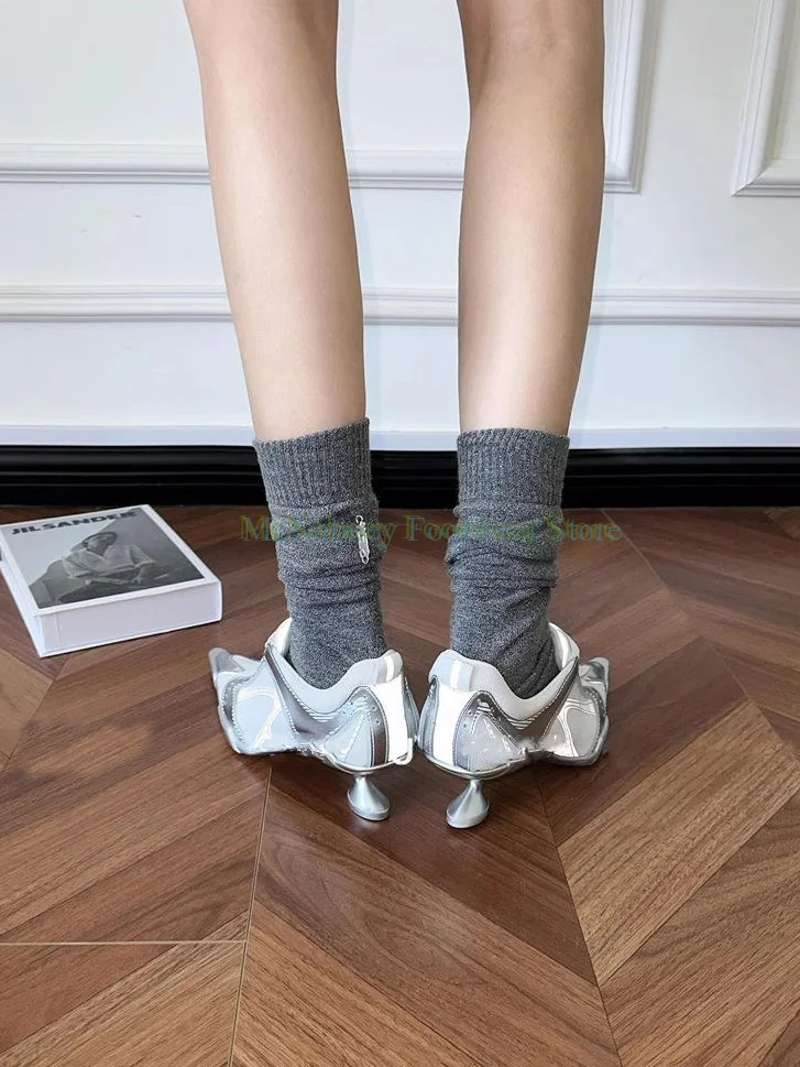 

Black Mesh Breathable Sporty Heteromorphic High Heel Pointed Single Shoes Small Group Feeling Color Matching Women's Shoes