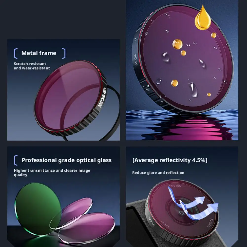 مجموعة مرشح لـ dji OSMO Action 6 CPL + ND8 + ND16 + ND32 مجموعة عدسات مرشح للكاميرا للتصوير الفوتوغرافي والفيديو