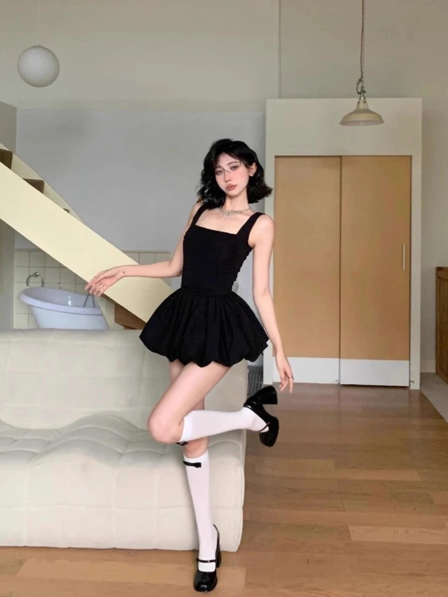 デザイナー・ラネシ-スウィート＆スパイシー-ハイウエスト-パフィーショートスカート-レディース-サマーファッション-ハイウエスト-バレエスタイル-ミニスカート