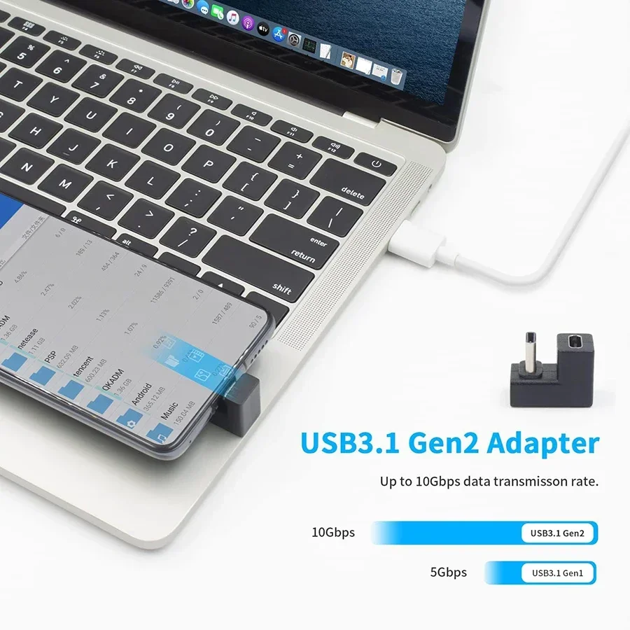 1-3PCS Type-C USB 3.1 10Gbps PD 60W Charging Cable Adapter 180 Degree Type-C Male to Female U Shape Connector for Phone Tablet