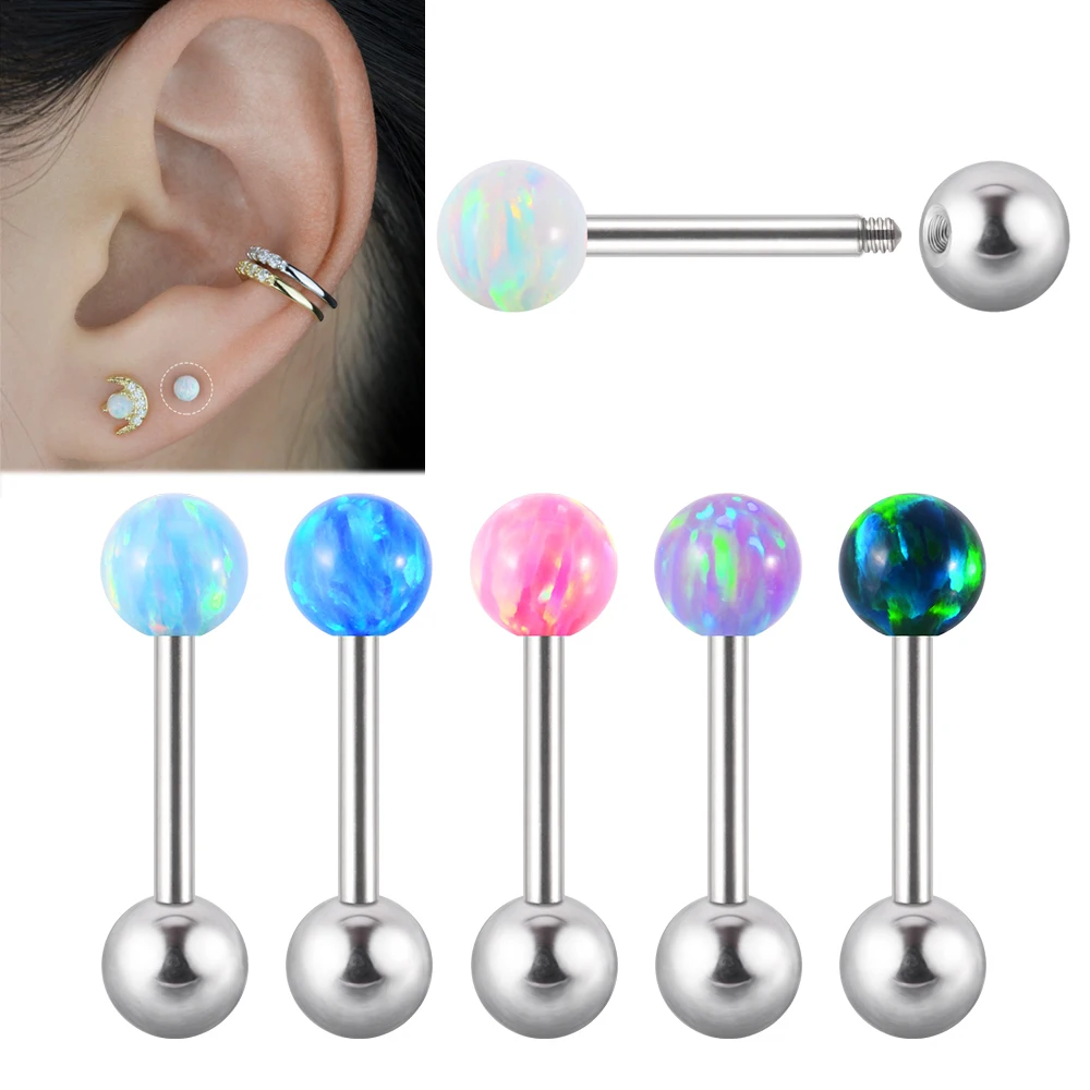 1pc Opal Ball Cartilage Earring- Tragus Ring Helix Earring Conch Piercing Ring- Surgical Steel 20 Gauge Stud