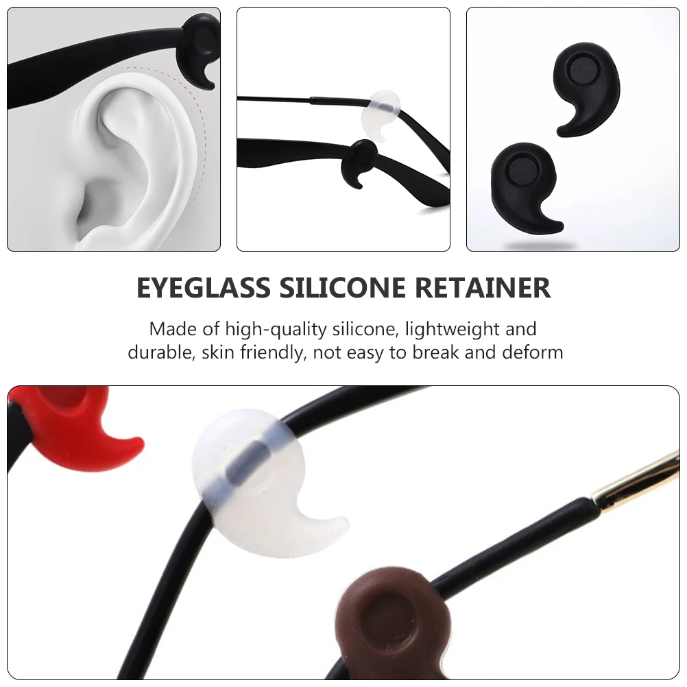 

20 Pairs Non-slip Earmuffs Eyeglass Hooks for Glasses Retainers Grip Silica Gel Grippers