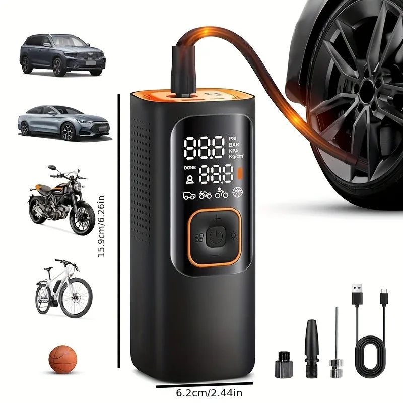 Tire Inflator Portable Air Compressor, 160PSI Cordless Air Pump for Car Tires, Auto-Shutoff Tire Pump with Accurate Pressure LCD