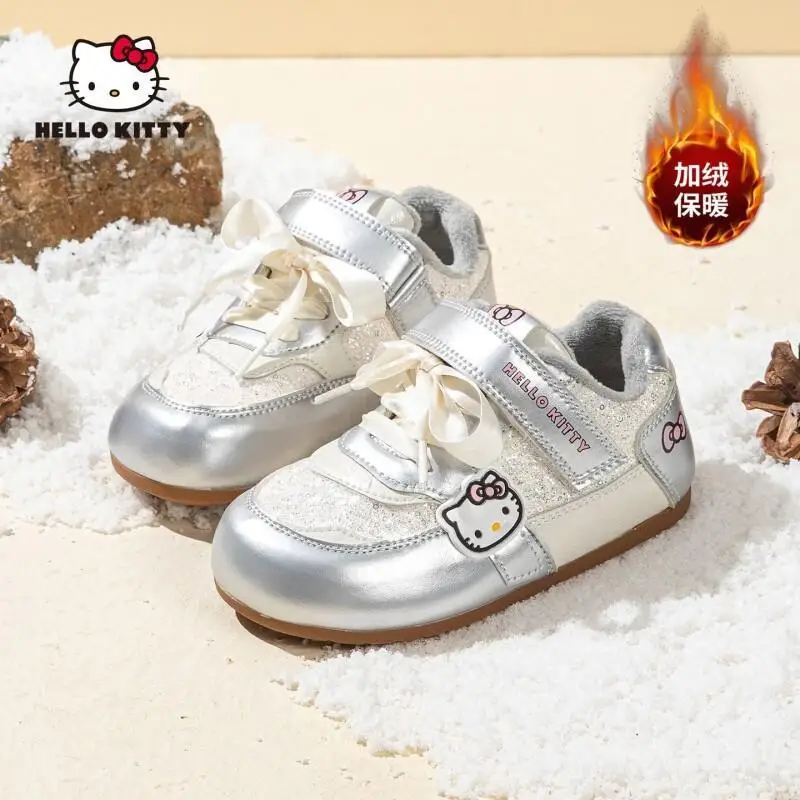 

Детская обувь Sanrio Hello Kitty, зима 2024, студенческая обувь для доски, обувь для девочек, универсальная плюшевая повседневная обувь, хлопковая обувь