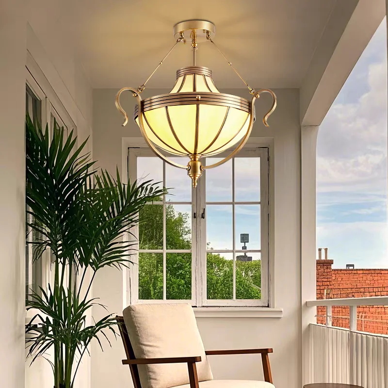 European Staircase All copper Chandelier, American Full Copper Chandelier for Duplex