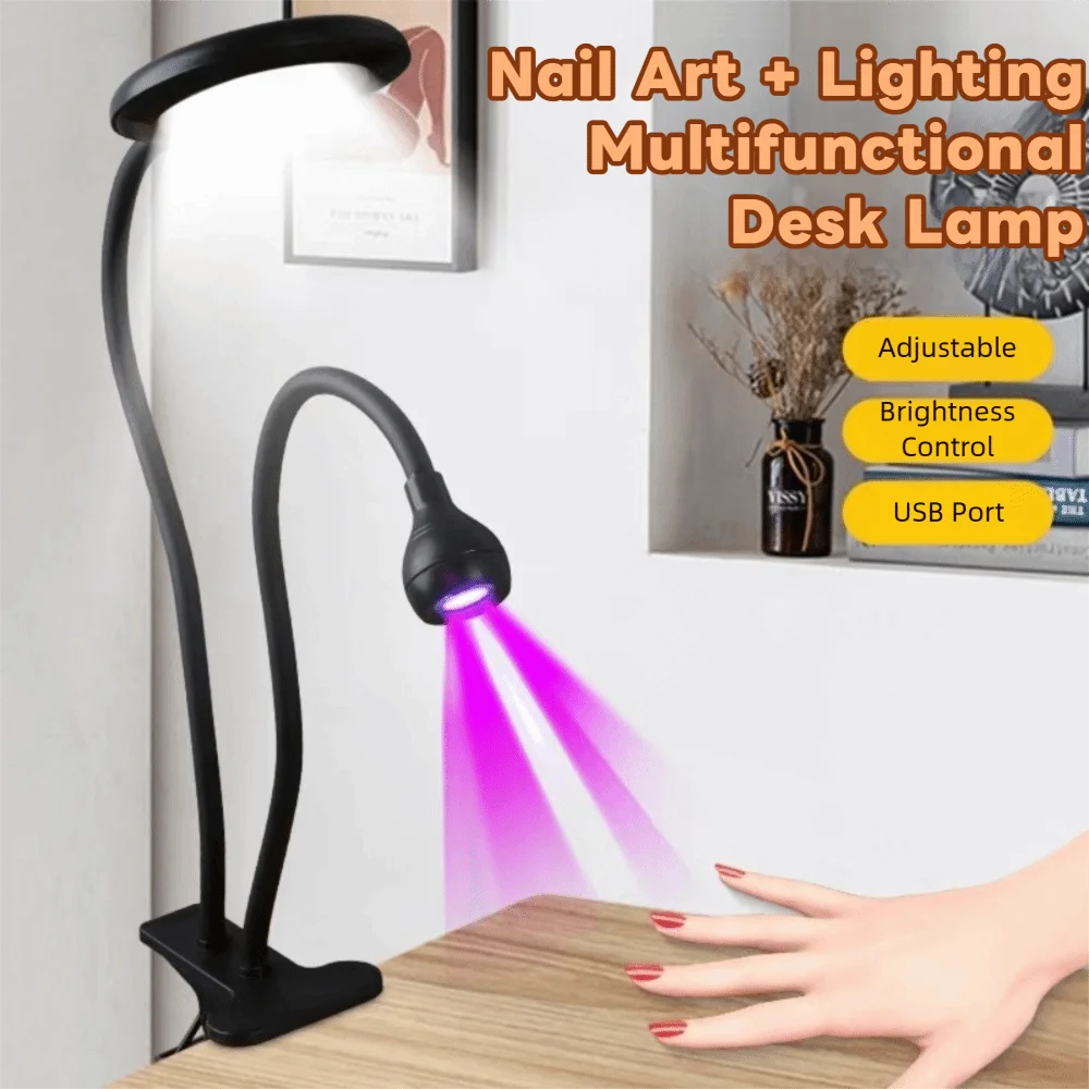 

Mini Double-head LED Table Lamp USB Clip Lamp Nightlight Gooseneck Nail Lamp Flexible Portable Mobile Phone Repair Lamp Desk