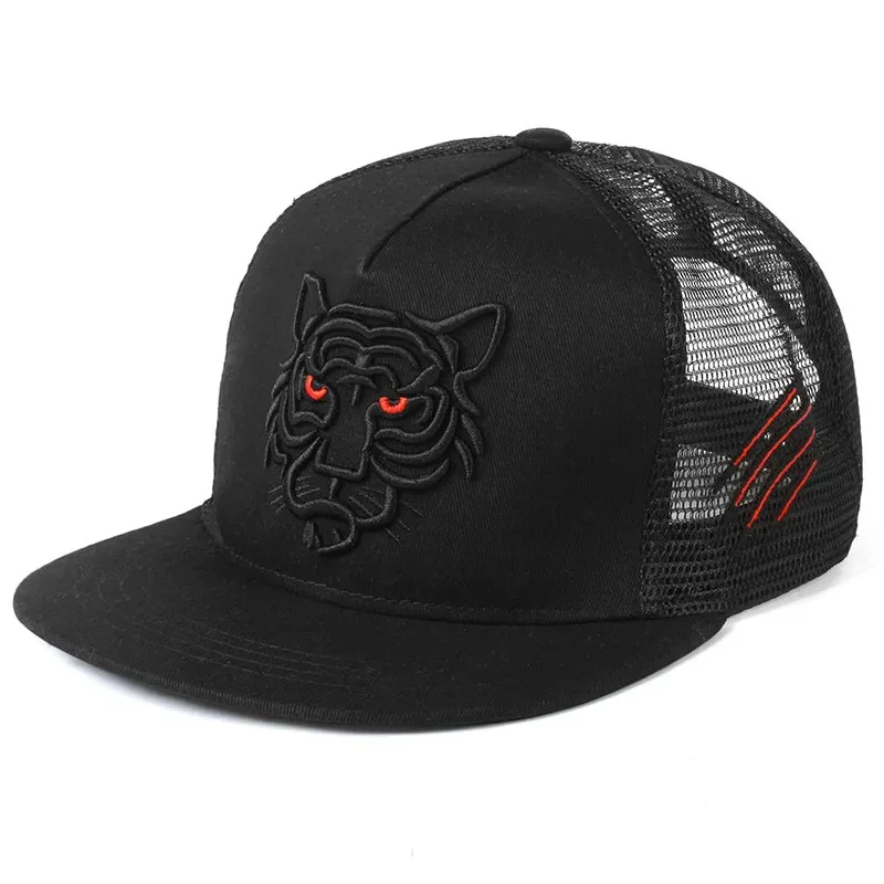 2025 New Tiger Head Embroidery Fashion Hip-hop Cap Breathable Mesh Cap Men And Women Personalized Trend Baseball Cap Adjustable