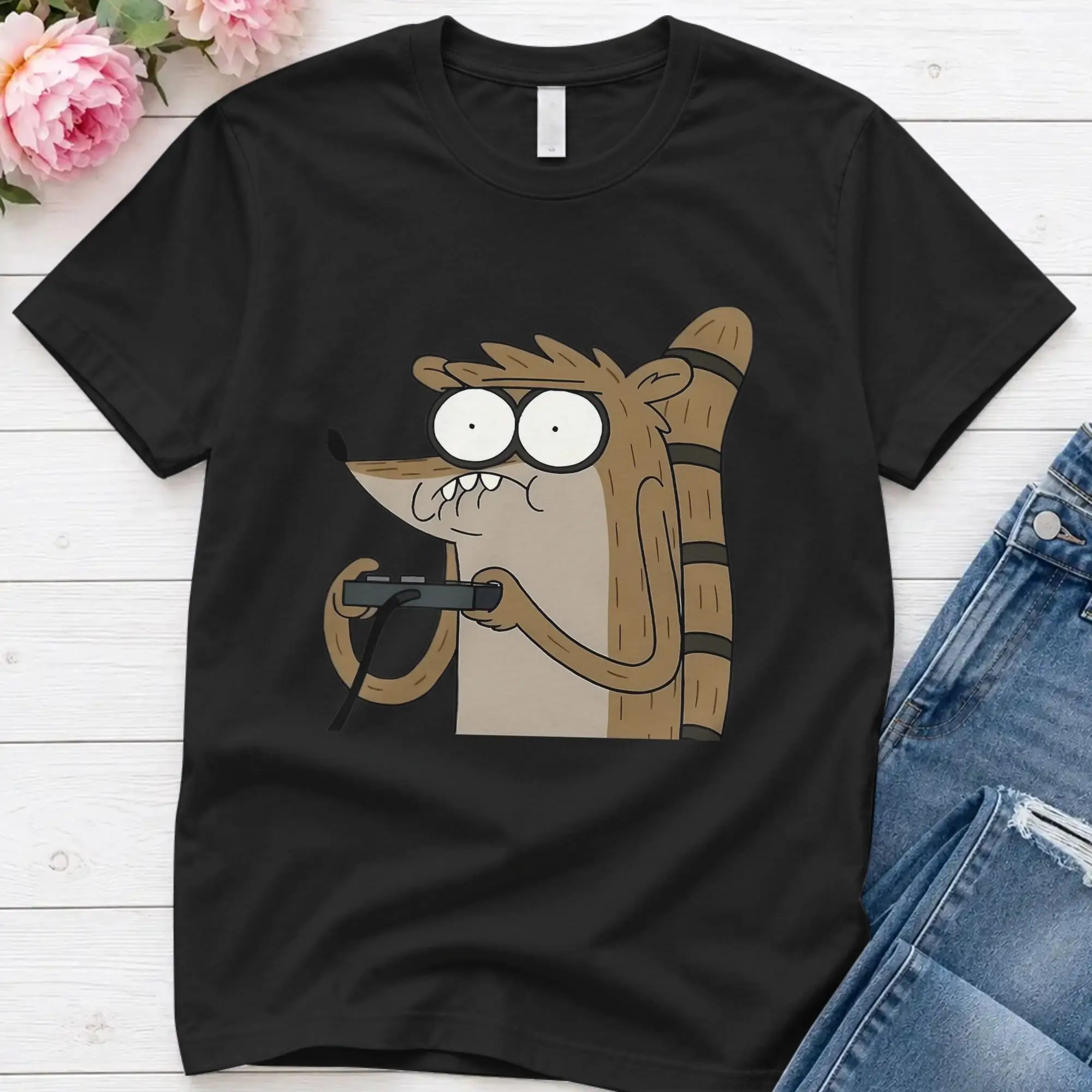 Vintage T Shirt Summer Regulars Shows Rigby Trendy T-Shirts  Pure Cotton Tshirt for Men Aesthetic Print Short Sleeve Top Tees