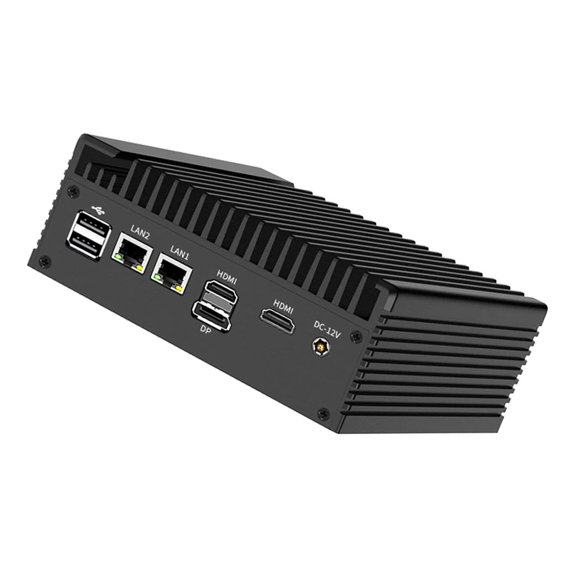 Solid Firewall Server 12th Gen Intel N100 N150 Fanless Mini PC 2xi226-V 2.5G 2*COM NVMe 1*DP 2*HD Efficient Cooling Computer Nuc