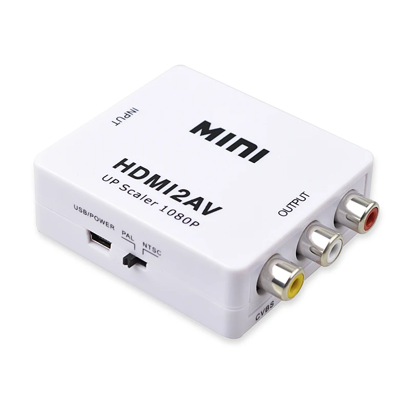 1080P HDMI-compatible to RCA Converter AV/CVSB L/R Video Box HD 1920*1080 HDMI2AV Support NTSC PAL Output