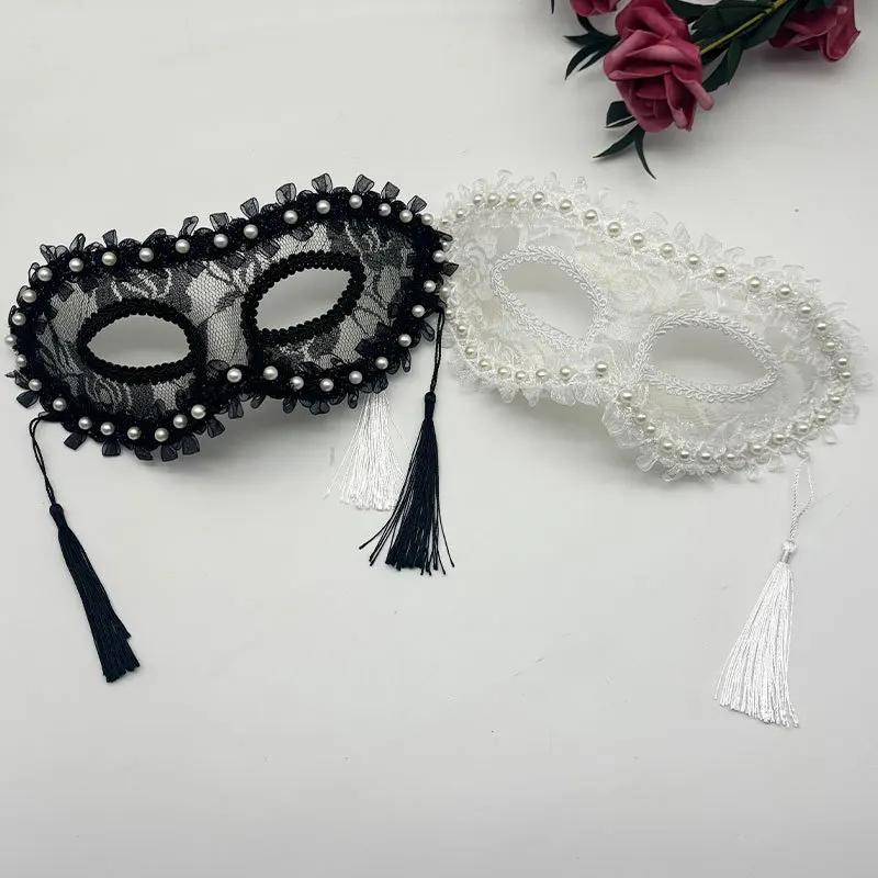 Halloween Cosplay Dames Half Gezicht Parel Kant Lint Masker Make-up Bal Cosplay Party Prop Decoratie Maskerade Masker