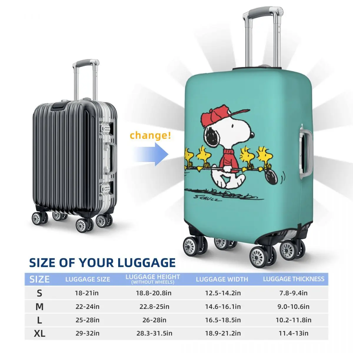 Custom Cute Cartoon Snoopy Suitcase Cover Elastic Luggage Protective Covers for 18-32 inch