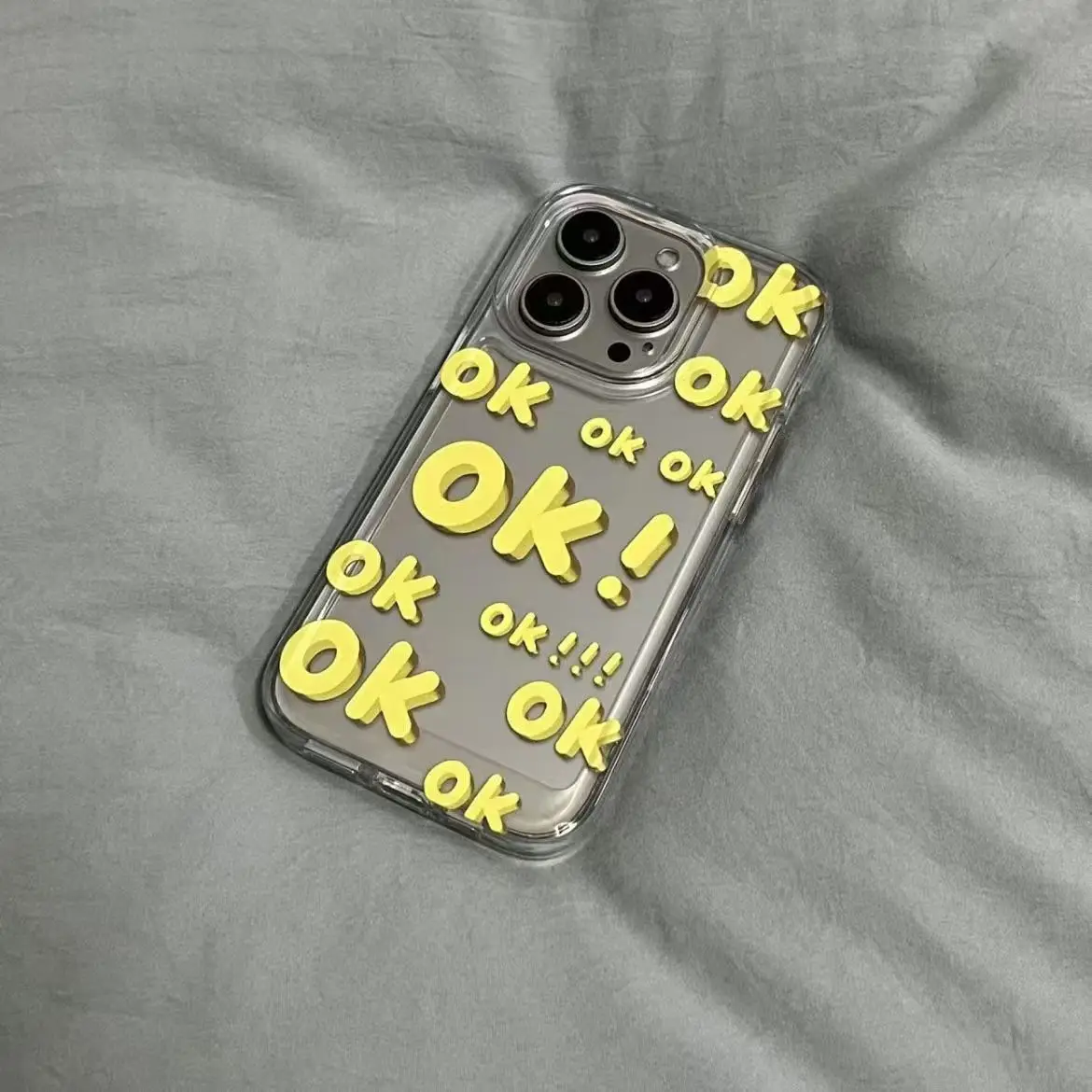 OK Personalized Art yellow Letters full screen Phone Case For iPhone16 15 14 13 12 11 Pro Max XR XS 14 Plus Y2K Creative Cover