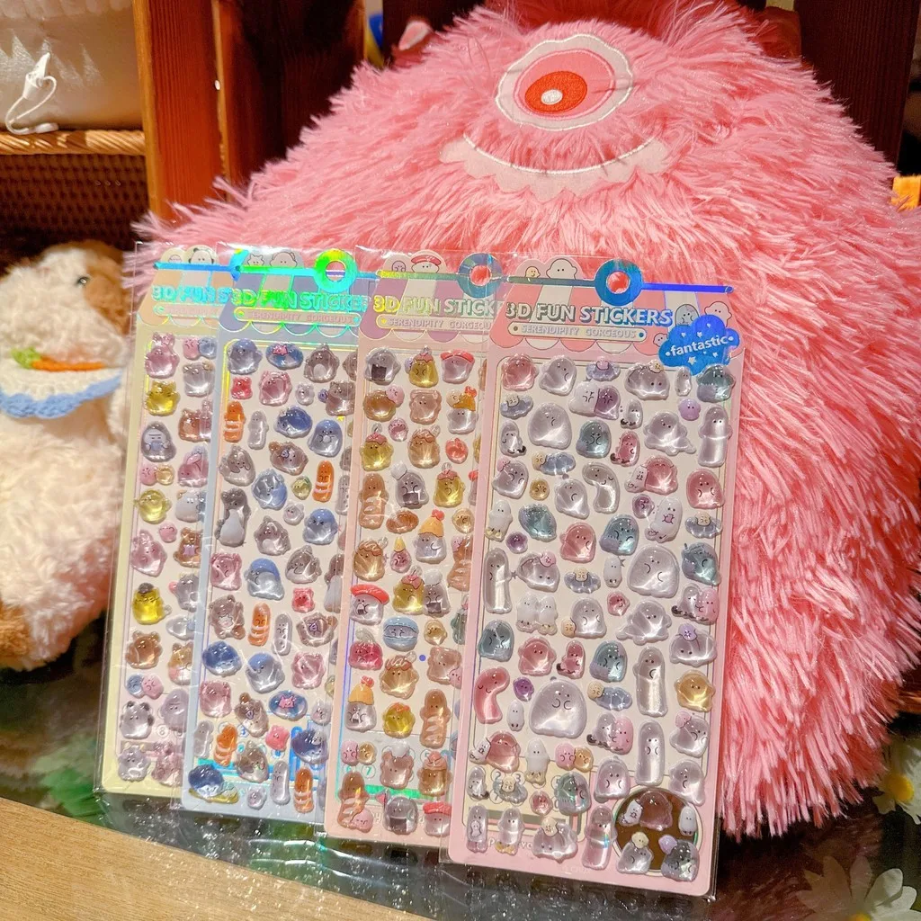 

3D Authentic Youyou Family Stickers Embossed Crystal Cartoon Decals for Kids Student Rewards Phone Decoration Anime Worlds Store