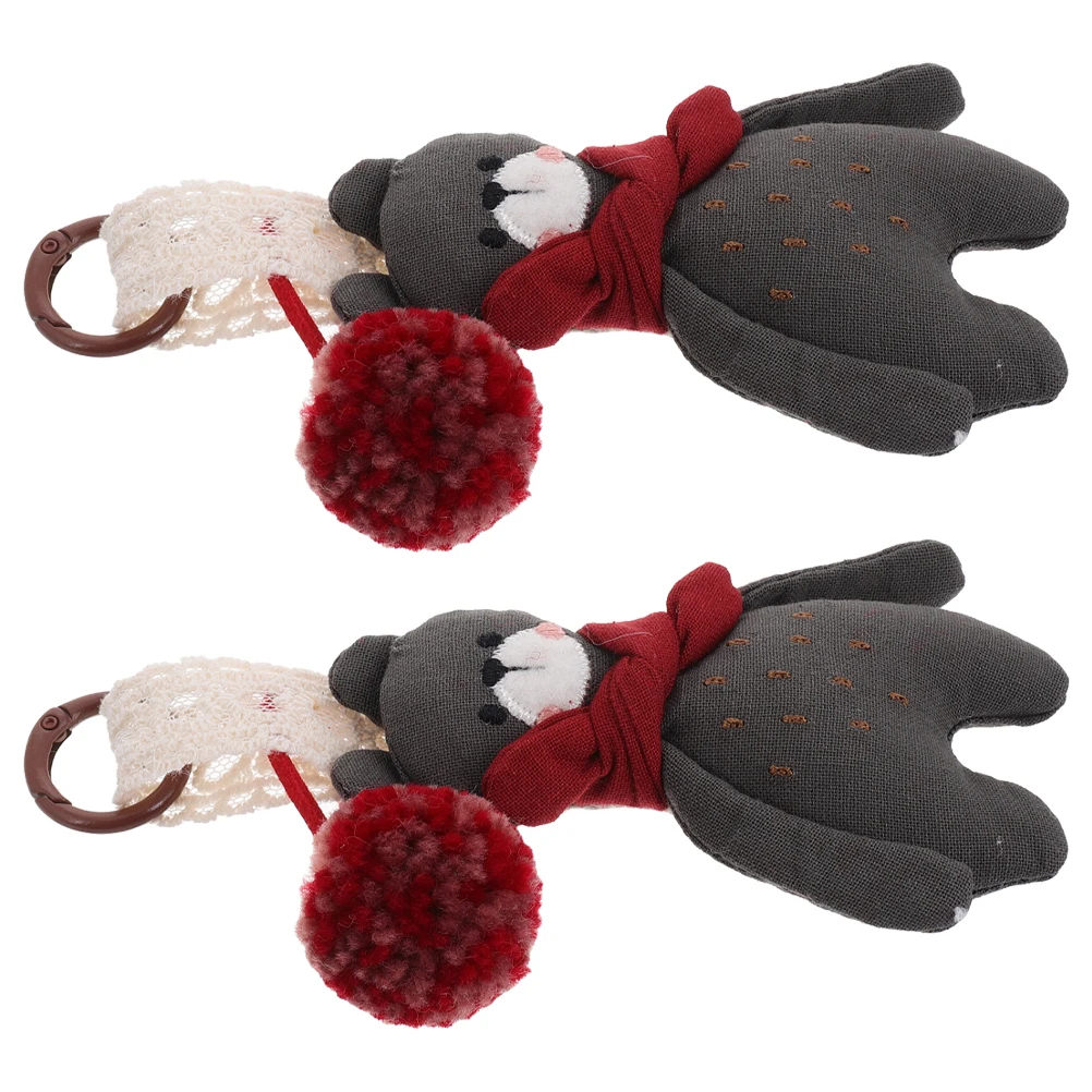 

2pcs Keychain Stuffed Animal Cute Cartoon Pet Pendant Car Key Chain Durable Soft Backpack Accessory Women Girls Bag Charm