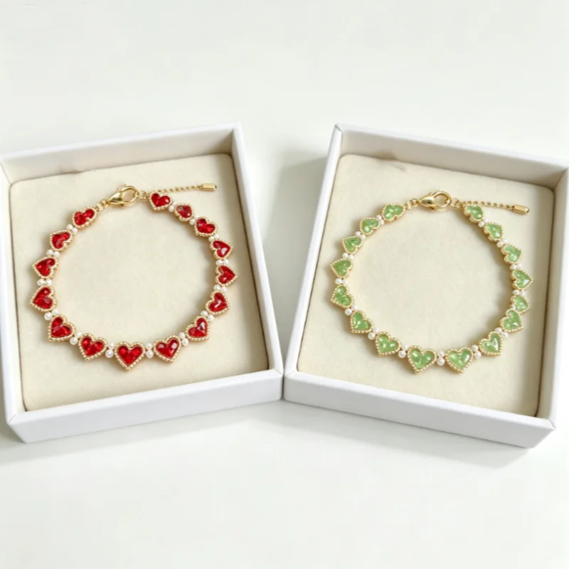 Purely Hand-Woven Love Bracelet, with Crystal and Pearl Combined to Form a Teardrop Heart