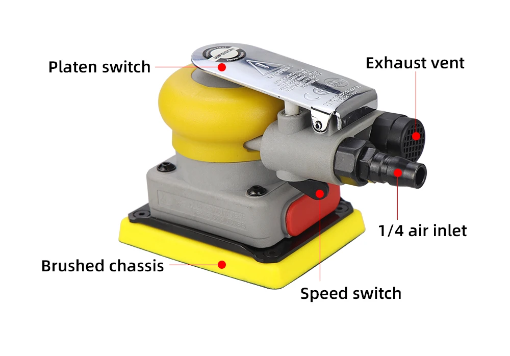 HIFESON Grindering Machine Car Air Sander Polisher With 20Pcs Sandpaper Pneumatic Cars Polishing Grinder Tool Square 70*100mm