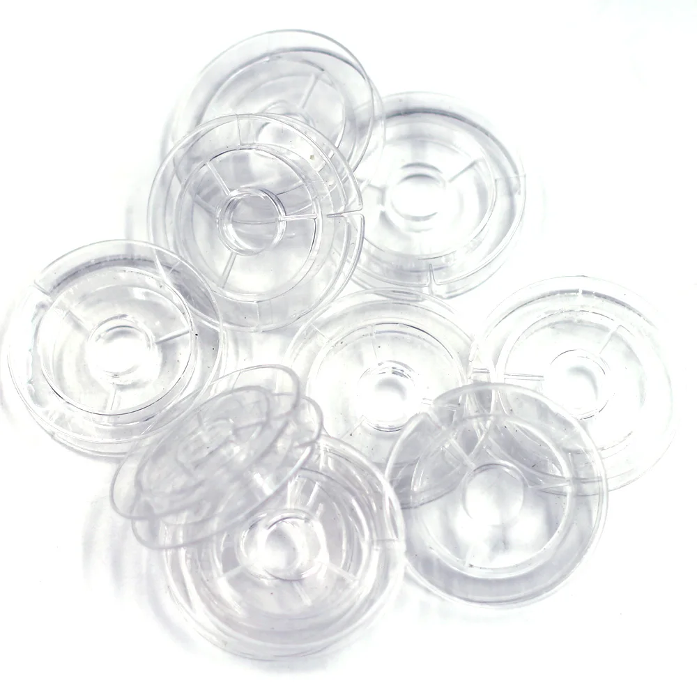 20 Stück leere Spulen zum Perlen, Drahtfaden, Schnurbesatz, transparent, rund, Acrylzubehör, 5 cm Durchmesser. – Detail 1