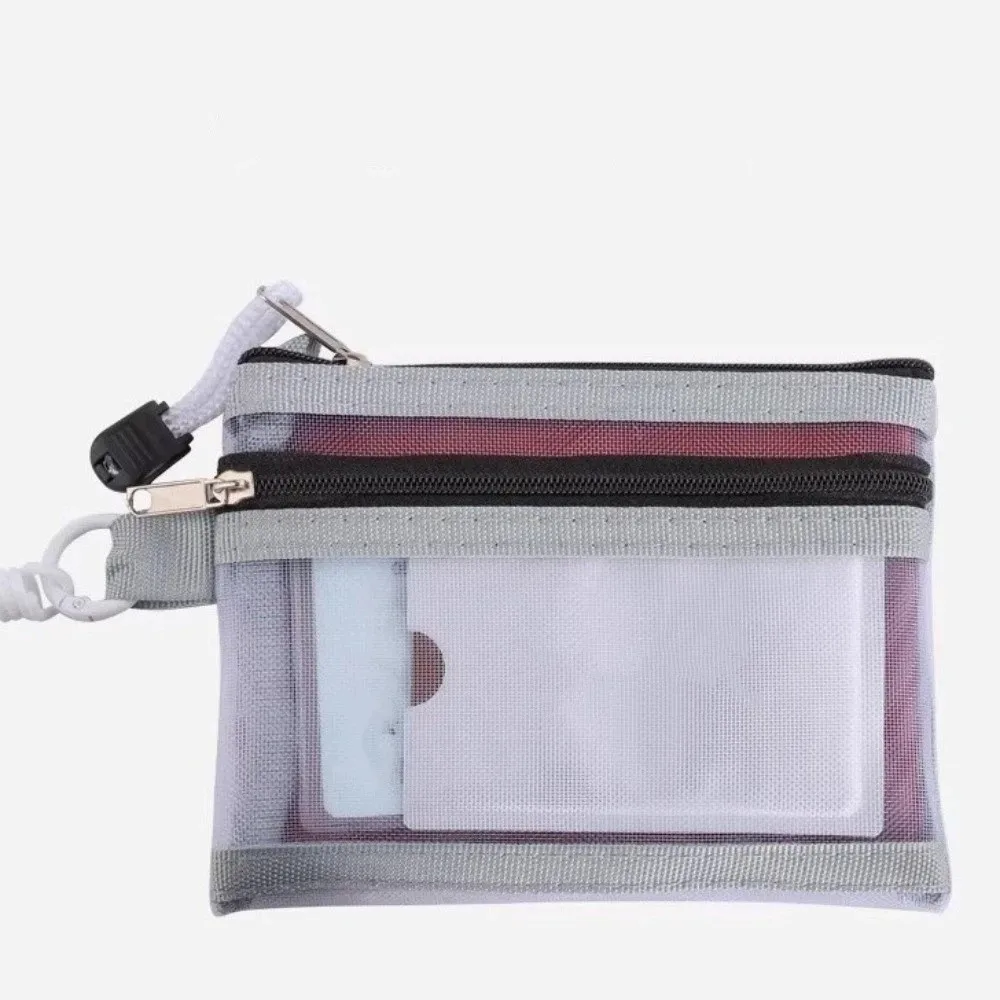 Coin Purses Mesh Passport Holder Clear Anti-theft Spring Lock Travel Storage Bag Zipper Closure Portable Small Pouch Travel