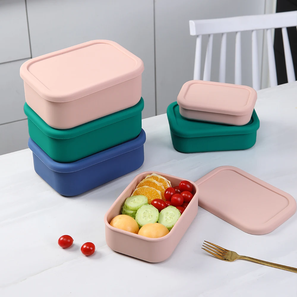 Silicone Lunch Box Portable Bento Box Lunchbox Leakproof Food Container Microwave Oven Dinnerware for Students Travel Tool