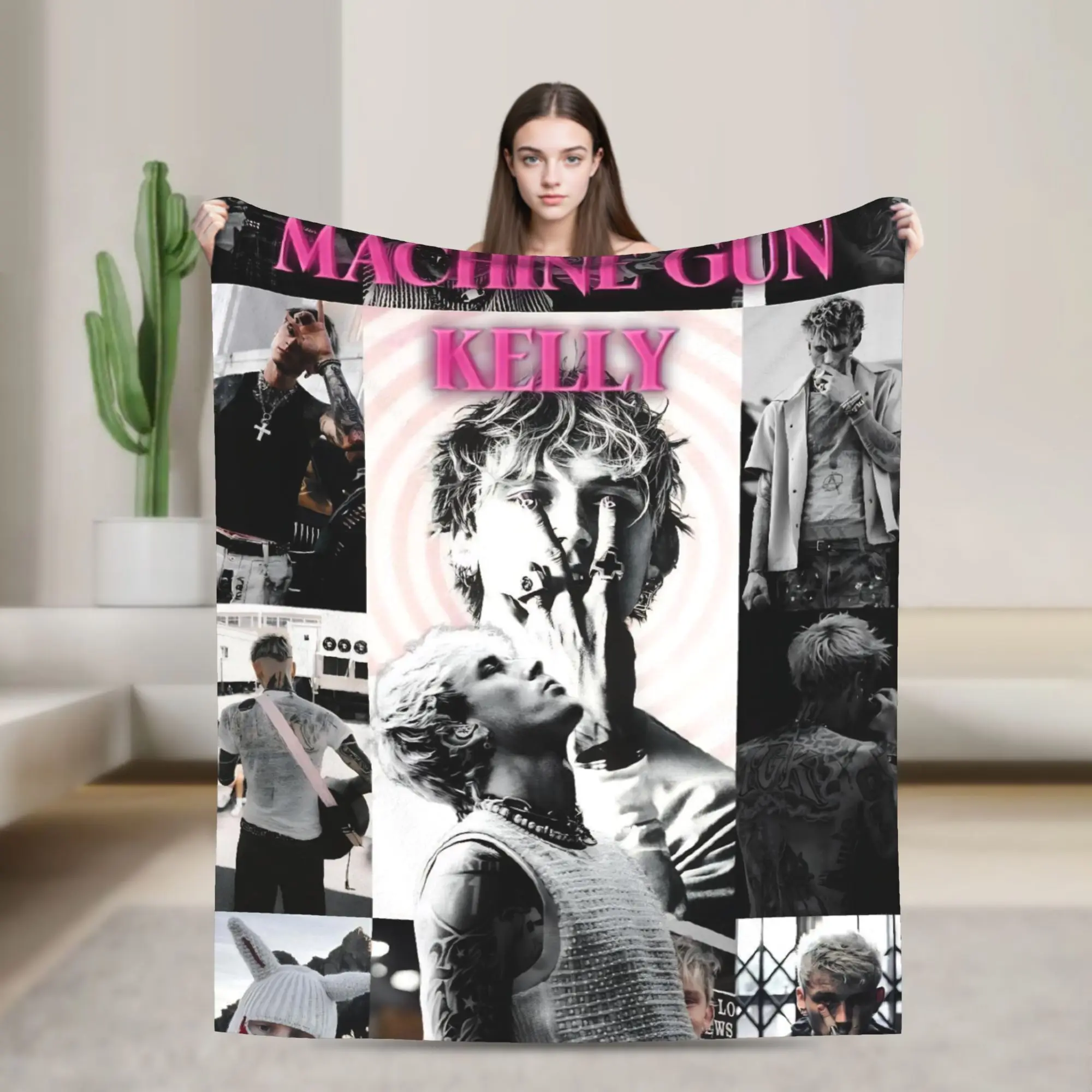 Super Soft MGK Lost Americana Tour Throw Blanket Premium Fleece Flannel Lightweight Blanket Cozy Warm Blankets All Season Use
