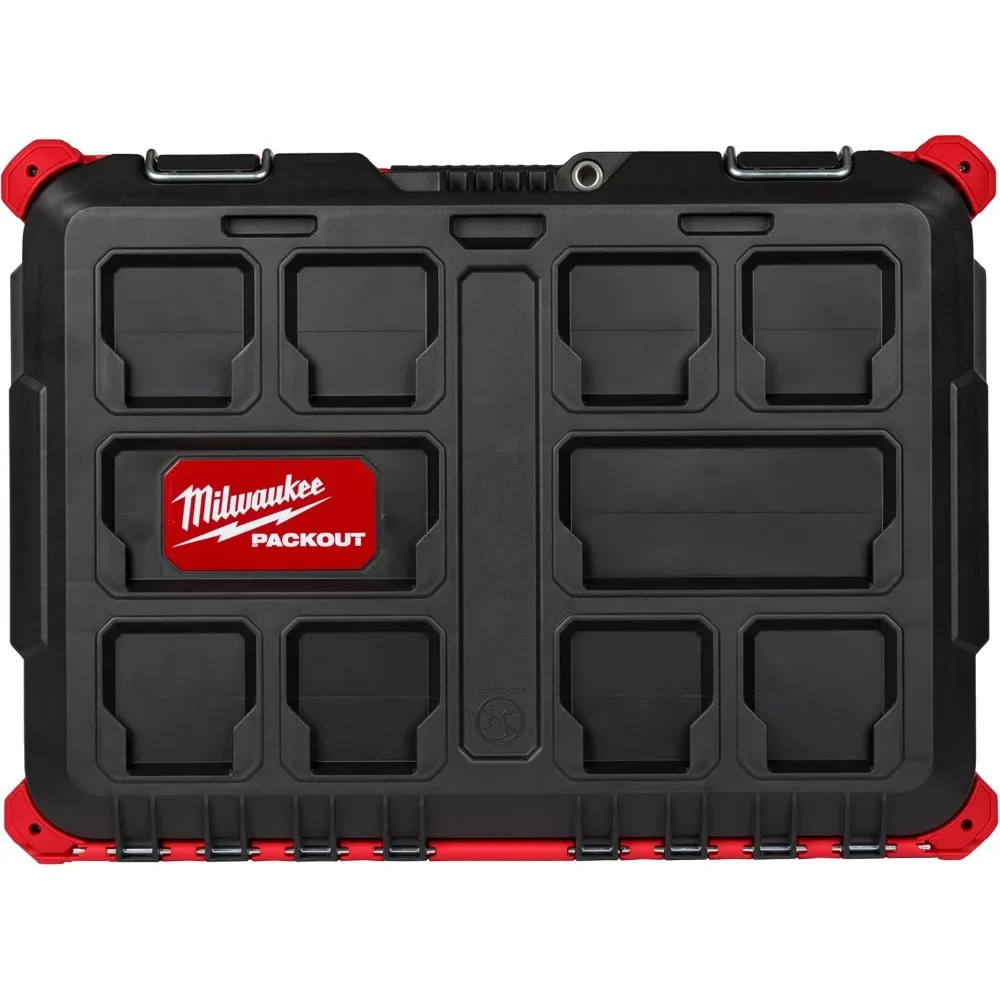 赤色の22インチ電気技師用ポータブルツールボックス（プロ仕様、パックアウトオーガナイザー付き）