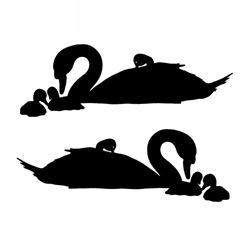 Swans and Their Baby Pattern Stickers High Quality Car Window Decoration Personality Pvc Waterproof Decals Black/white, 13cm*5cm