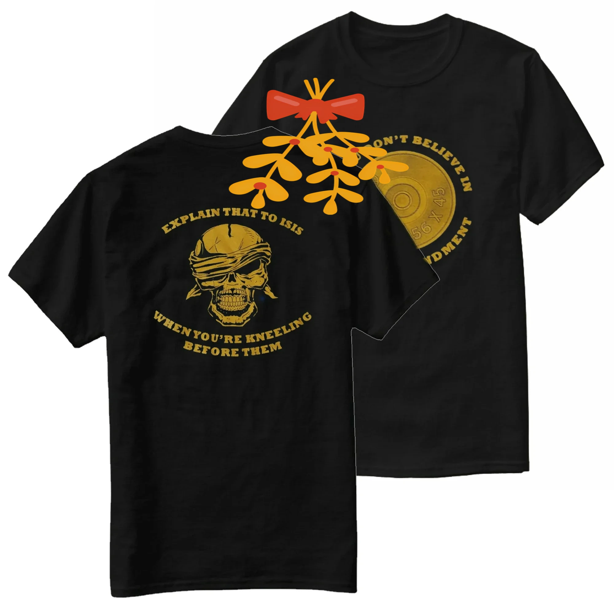 5.56 Bottom Bullet Cartridge Skull 2nd Amendment T-Shirt 100% Cotton O-Neck Summer Short Sleeve Casual Mens T-shirt Size S-3XL