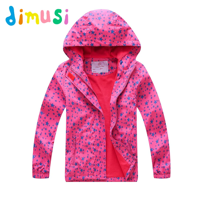 DIMUSI Spring Autumn Kids Jacket Outdoor Casual Hooded Fleece Girls' Coat Fashion Waterproof Warm Tops Children's Clothing