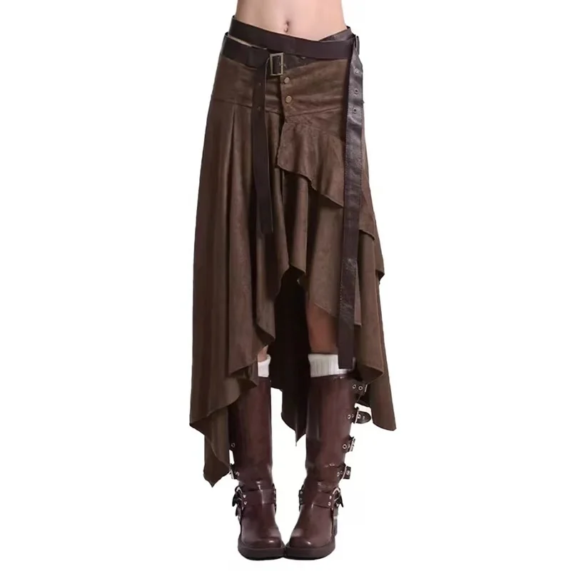 New In Autumn 2025 Trend Streetwear Y2K Skirts For Women's A Line Irregular Patchwork Long Skirts Faldas Woman Clothing