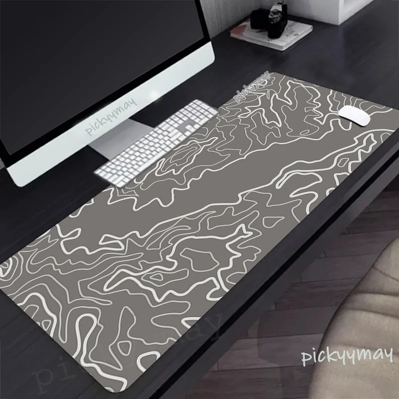 

Gray Mouse Pads Topographic Line Gaming Mousepads 400x900mm Large Office Mousepad Gamer Rubber Mat Company Desk Pad For Laptop