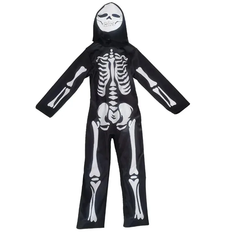 Halloween Children Skeleton Costume Skeleton Ghost Cosplay Costume Role Playing Horror Theme Dance Party Ghost Costume Jumpsuit