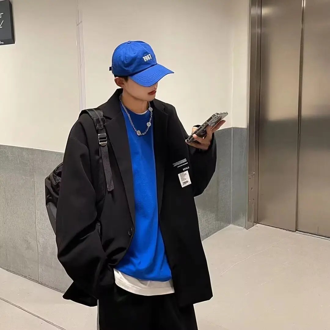 

Свободный повседневный мужской костюм Jaet Autumn Faionable Korean Sle Hip Haome INS Hong Kong Sle Top Youth Polyester F...