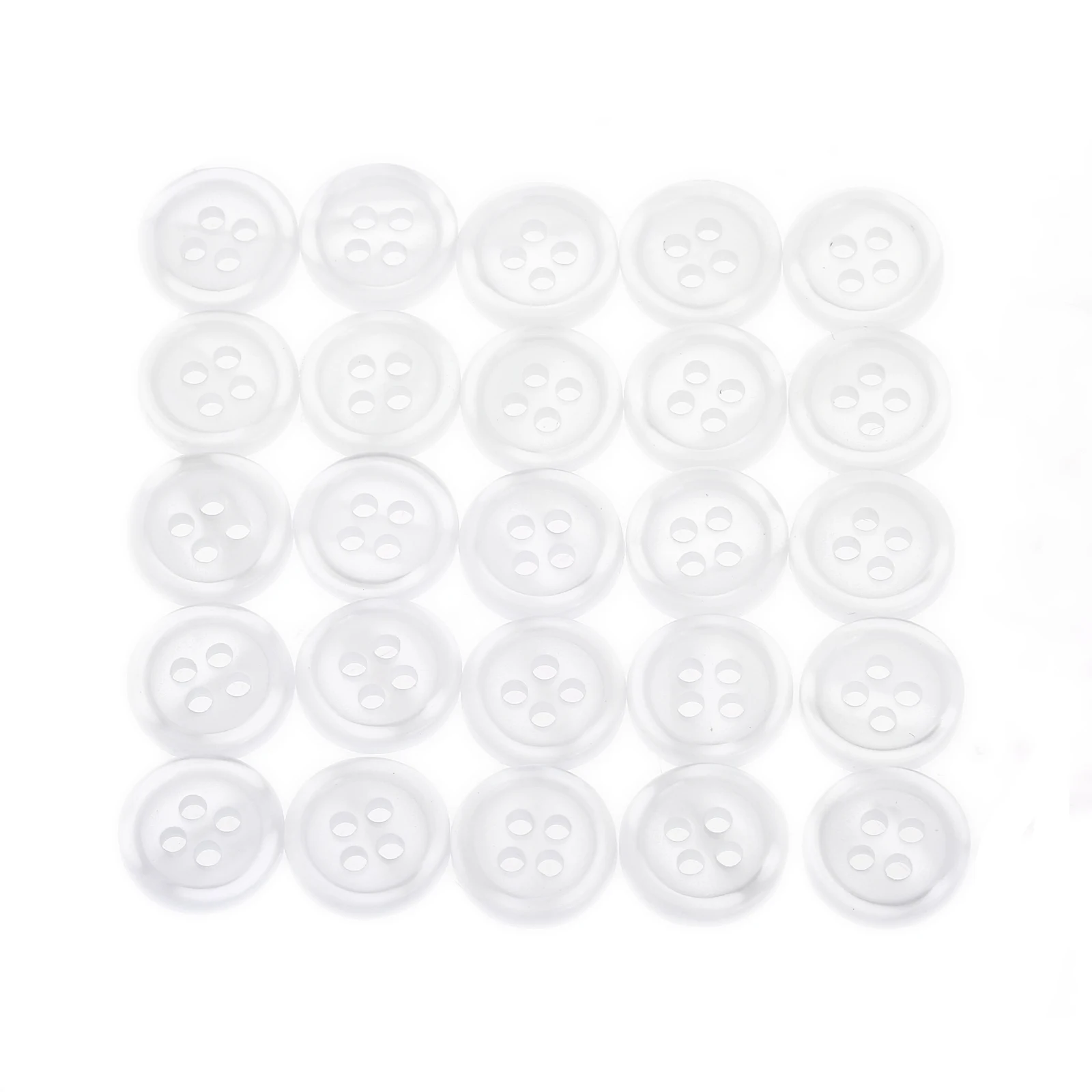 100pcs Round 4 Holes Plastic Clear White Sewing Buttons for Clothing Shirt Jeans Clothes Home Crafts DIY Decoration 10mm/11.5mm