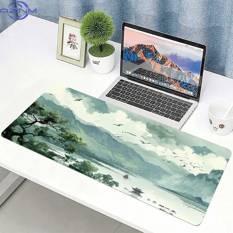 1pc a Mountain-Themed Mouse Pad Measuring  cm, Featuring a Non-Slip Extended Design with a Lake And Bird Motif, Ideal for Decora