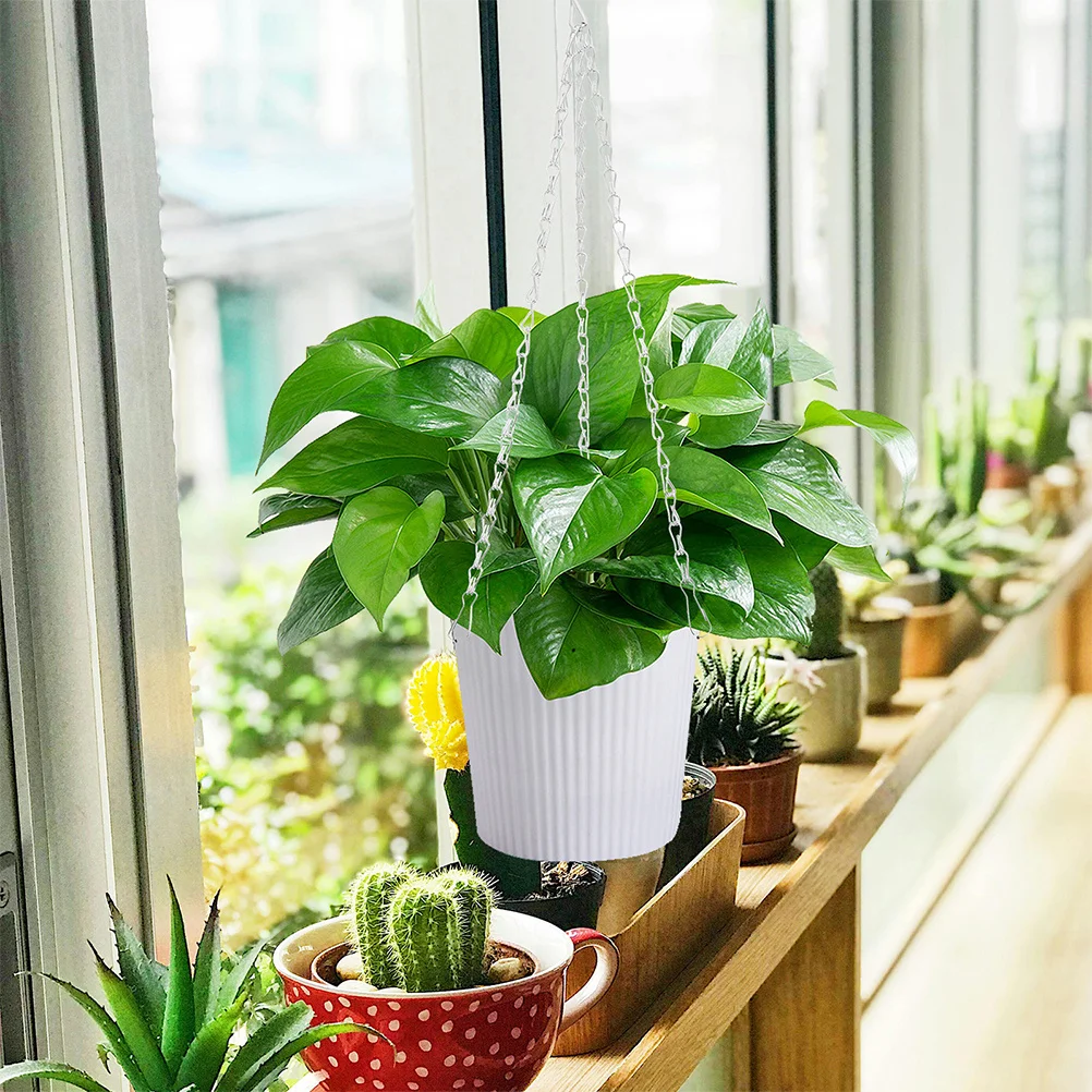 4Pcs Garden Flower Basket Hanging Chain Sturdy Triple Chain Design Durable Easy Installation Fits Multiple Flower Pot Sizes 40cm