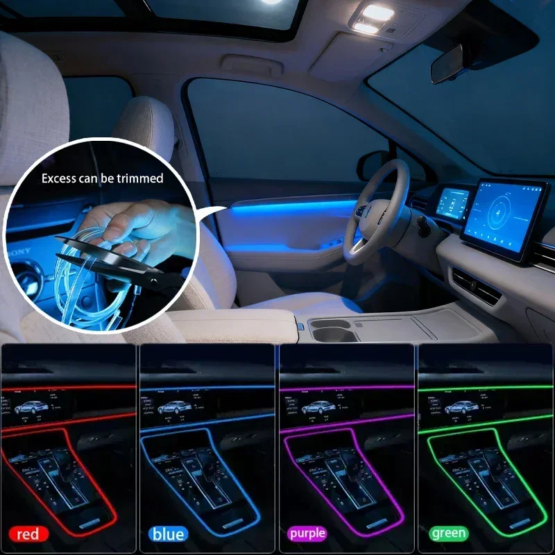 Car ambient light, car interior LED light strip, USB ambient cold light, car accessories modification, wiring free light strip