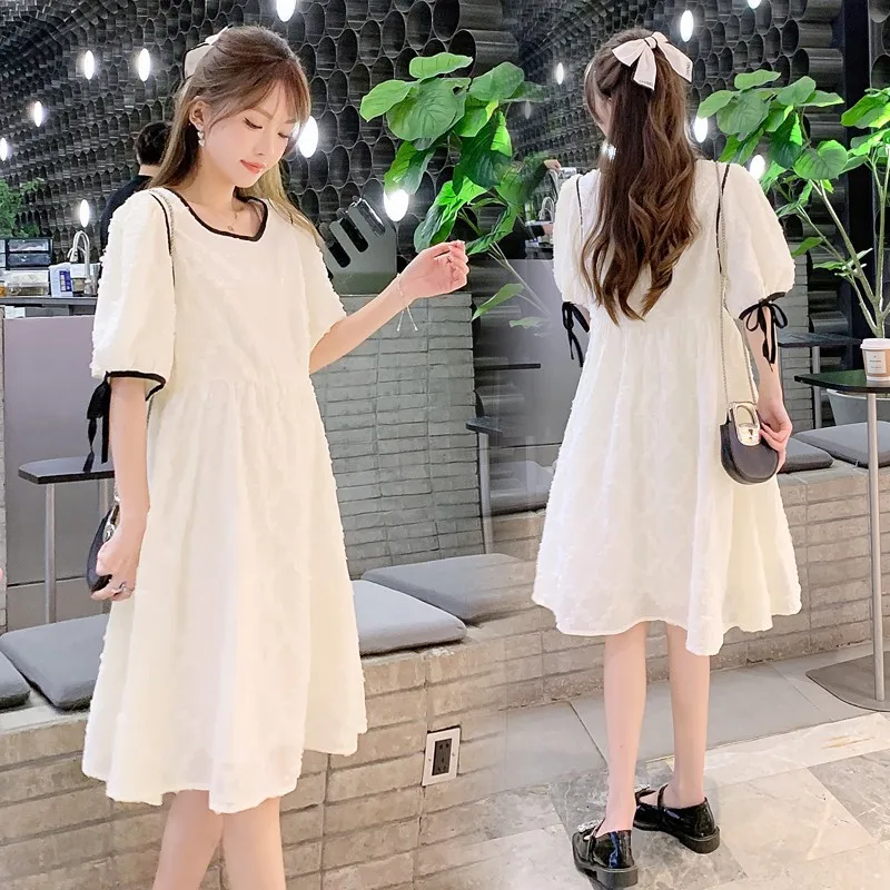 

Elegant Women's Summer Dress Korean Slim Maternity Dresses Casual Pregnancy Clothes For Pregnant Short Sleeve Plus Size Sukienka