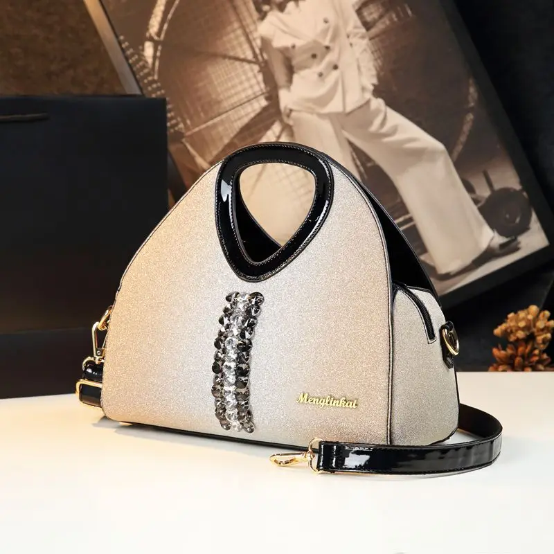 Luxury Shine Diamond Women Party Wedding Handbag Elegant Lady Shoulder Shell Purses High Quality Top Handle Bag Satchel 2024 New