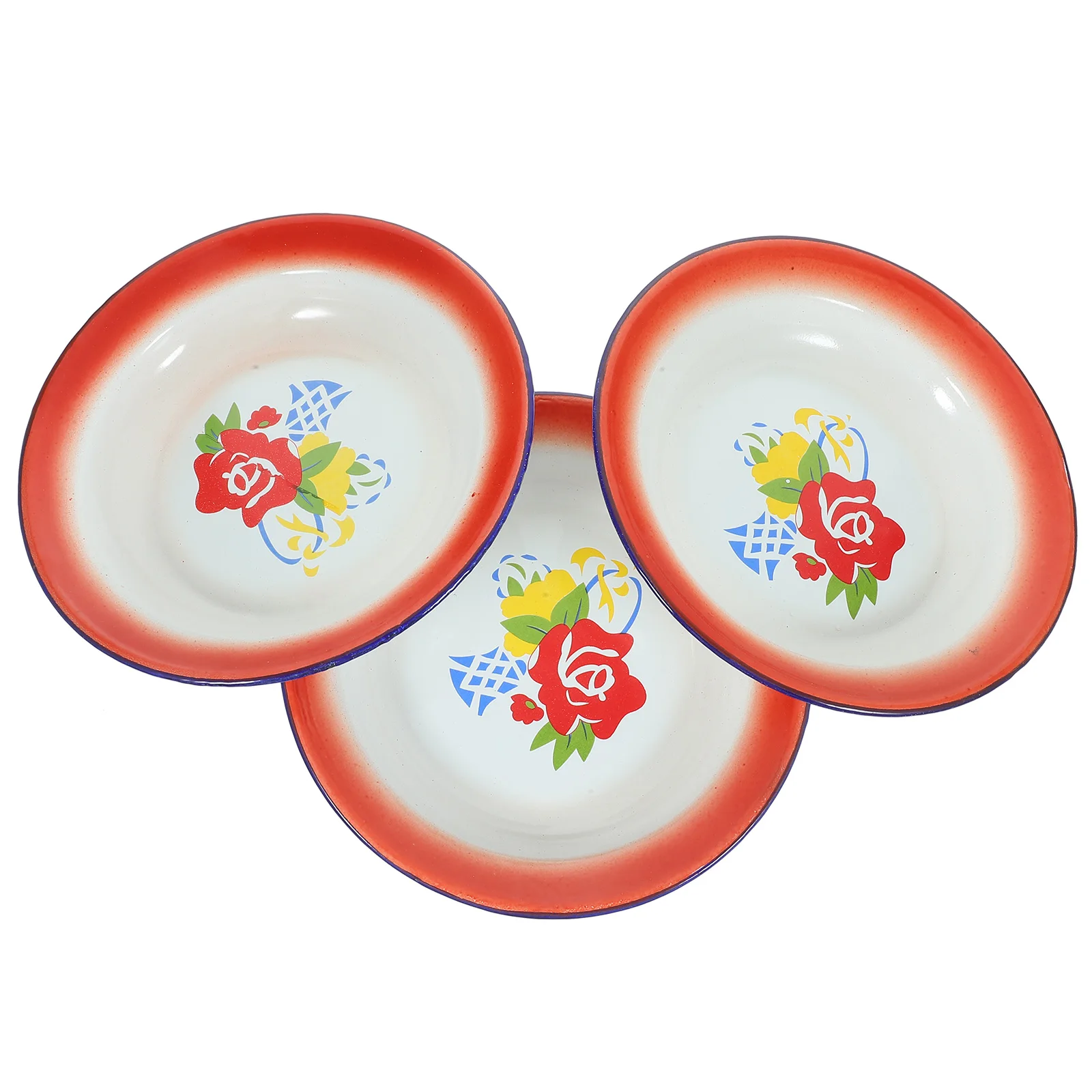 

3 Pcs Enamelware Plate Dishes for BBQ Food Fruit Snack Serving Suitable Restaurants Cafés Homes Gifts