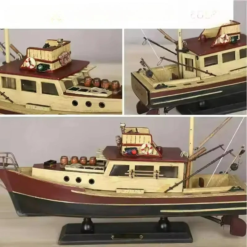 Bateau de pêche en bois modèle Orca 37 cm - Articles dérivés du film, bateaux célèbres personnalisés, décoration antique, décoration de maison bord de mer