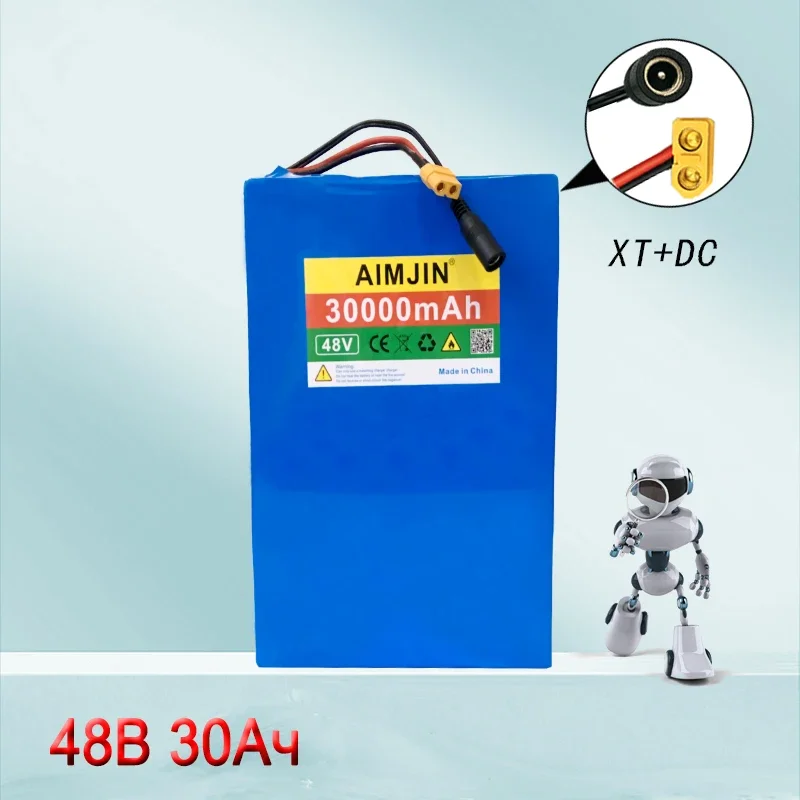 

48V 30Ah 18650 Battery Pack 13S8P Rechargeable Li-Ion Battery for 250W-1200W with BMS