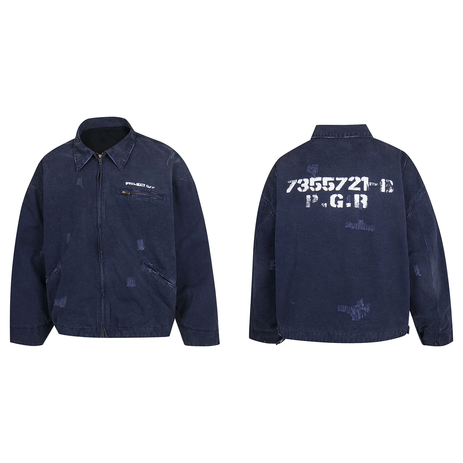 

Винтажная джинсовая куртка Waed с рваными элементами, на молнии, с принтованным воротником, в рабочем стиле, весенне-осенняя, для молодежи, свободного кроя, с длинными рукавами, на молнии