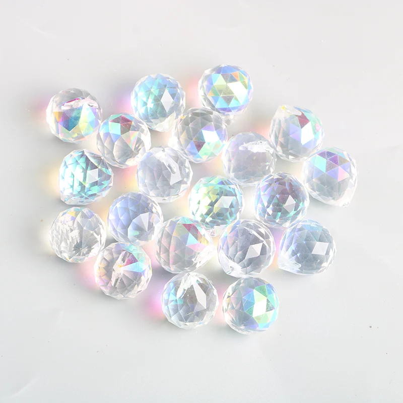 10pcs Clear Faceted Crystal Ball Glass Suncatcher Prisms Pendant Lamp Chandelier Parts Fengshui Lighting Accessories 20/30/40mm